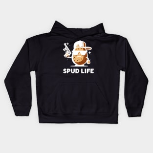 Spud Life | Funny Cool Potato with a Gun | Cute Potato puns | Potato Spuds puns Kids Hoodie